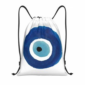 Evil Eye Nazar Peinture Cordon Sac À Dos Sacs Hommes Femmes Léger Hamsa Lucky Charm Gym Sports Sackpack Sacs pour Boutique h60c #