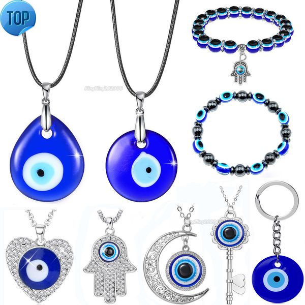 Collier mauvais œil pour les femmes porte-clés turc mauvais œil bleu perle bracelet lunettes faites à la main breloques bracelets grec mati hamsa nazar hommes mal