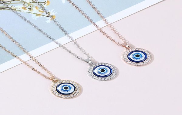 Collier pour les yeux diaboliques Troisième yeux bleus Amulet Pendant Dainty Ojo Gold Chain Collier Kabbalah Protection Ajustement Bijoux de mode Gif6982877