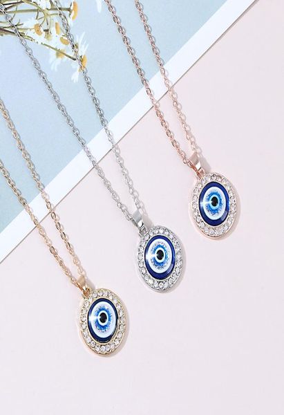 Collier pour les yeux diaboliques Troisième yeux bleus Amulet Pendant Dainty Ojo Gold Chain Collier Kabbalah Protection Ajustement Bijoux de mode Gif8971162