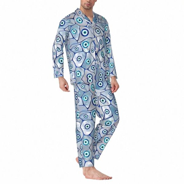 Mal de ojo Pijamas Hombre Madre de Pearl Soft Ropa de dormir diaria Otoño 2 piezas Retro Diseño de gran tamaño Pijamas Set 16lC #