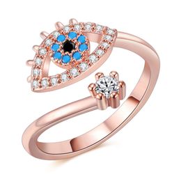 Evil Eye Ring Mom Gifts Silver/Rose Gold verstelbare wrap Open ringen sieraden voor vrouwen.