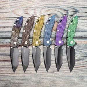 EVIL EYES Custom Hinderer XM-18 Couteau pliant Anode couleur titane poignée noir Tanto CPM 20CV lame équipement de plein air poche tactique EDC Camping outils de survie