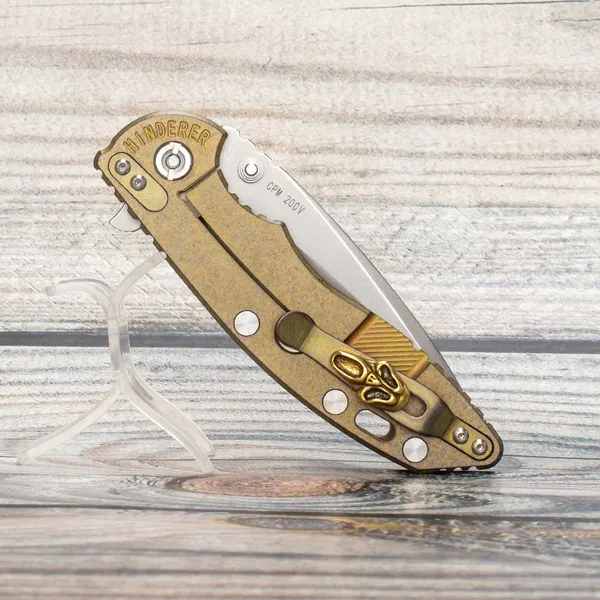 EVIL EYES Custom Hinderer XM-18 Couteau pliant Poignée en titane 100% CPM 20CV Lame Équipement extérieur Poche tactique EDC Outils de survie Clip décoratif en cuivre