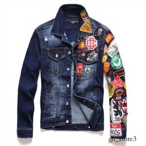 Evisus 2023 Marque Vestes Hommes Mode Casual Slim Ripped Badge Jean Street Hip Hop Punk Bleu Denim Manteaux Dsquare D2 Dsqs Evisulies Jacket 925