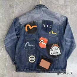 Evisus Designer Veste Homme EV Multi Poche Lavé Denim Evised Veste Femme Lâche Casual Evisulies Lucky God Automne et Hiver M Buddha Head Denim Evisulies 931