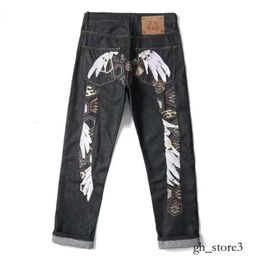 Evisus Jeans Designer Pantalons pour hommes Jeans Evisulies en forme de M broderie tube droit pantalon large hip hop long bord rue Evisulies 804