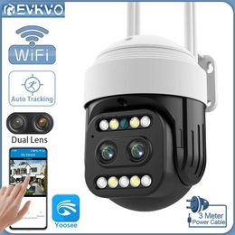 EVKVO 4K 8MP Outdoor Wifi Dual Lens Camera 4X Zoom PTZ Draadloze Camera AI Auto Tracking CCTV Surveillance IP camera Yoosee L230619