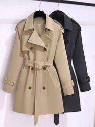 EVNISI Vrouwen Double Breasted Slanke OL Trenchcoat Trenchcoat Met Riem Elegante Vrouwen Windjack Herfst Winter Streetwear 240219