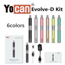 100% d'origine Yocan Evolve D Vape Pen Kit Kits de vaporisateur d'herbes sèches Dual Coil 6 couleurs E Cigarettes