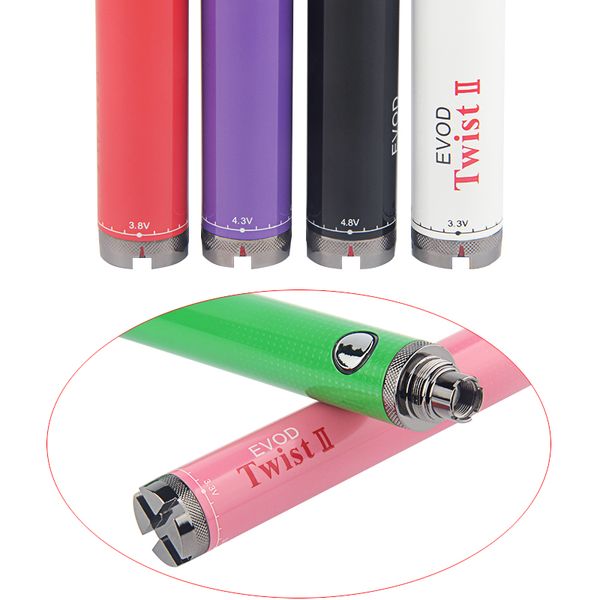 Evod Twist 2 batterie Cigarette électronique 3.3 ~ 4.8 V tension Variable eVod II batterie 1600 mAh pour CE4 CE5 Ego Vape Pen 510 réservoir
