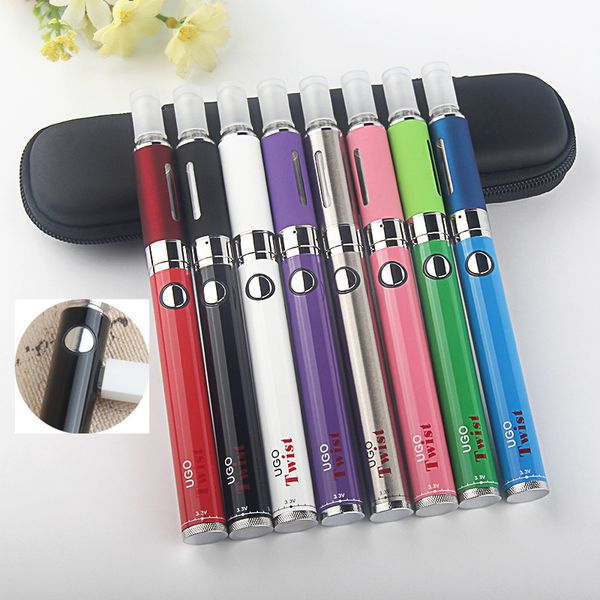 EVOD Twist eGo-C Twist MT3 Atomiseur Ecig Kit de démarrage Cigarette électronique UGO avec mini étui à fermeture éclair 650 900 mah USB Passthrough Vape Batterie