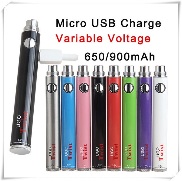 Evod UGO Twist VV Vape Pen Baterías Voltaje variable Micro USB Passthrough Batería para 510 atomizadores CE3 Vaporizador