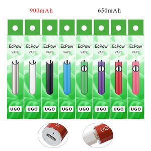 Evod UGO-V Vape Pen Bottom Charge Batterie Micro USB Passthrough 650 900 mAh Chargement Fit EGo Atomizers 510 Thread