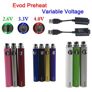 Evod Variable Voltage E Cigarette Batterie Réglable eGo 510 Thread Vaper Pen 650 900 1100 mAh avec Chargeur USB pour CE4 MT3 Atomizer