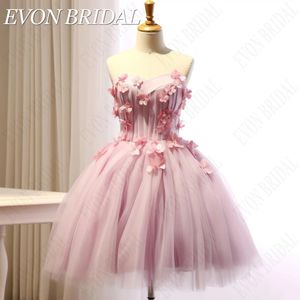 Evon Bridal Pink Short Homecoming Robes Sweetheart Flowers Mini Prom Party Robes Aline Vestidos de Gala Cortos Custom Made 240320
