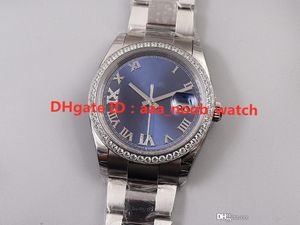 EW 36mm Montres diamant 3235 Mouvement mécanique automatique bleu gossamer Montre pour homme Cadran en chiffres romains, Lunette Imbue Diamonds orologio di lusso