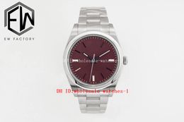 EW EWF Top Maker Horloge 114300 Rode druif Wijzerplaat 39 mm Saffier ETA CAL.3132 3132 Automatisch mechanisch Superlichtgevend 904L roestvrijstalen horloges Heren Herenhorloges