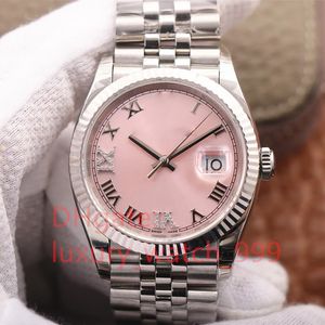 EW Factory 36 mm Pink Diamond Dial Mens Automatic Cal.3235 Watch Men Rose Gold Steel Jubilee Bracelet Eta Datum 126233 Flute Bezel Mechanische horloges