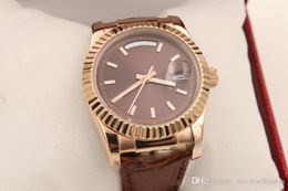 Montre de luxe pour hommes, rose doré, unisexe, automatique, mécanique, bracelet en cuir, ceinture 36mm, nouvel arrivage