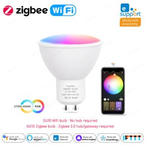 Ewelink Gu10 Zigbee LED Bulbes WiFi Smart LED lampe RGB CW WW Ewelink App Control LED L'ampoule LED fonctionne avec Alexa Google Yandex