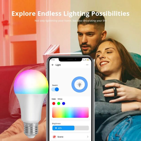 Ewelink WiFi / Zigbee Smart Bulb LED lampe E27 RVB Smart Fights 100-240V Smart Lamps pour Google Home Alexa Alice SmartThings