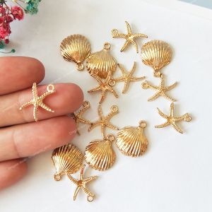 20pcs Starfish Shell Charms Slempe Gold Couleur en alliage zinc Pendants bijoux Matériau bricolage Accessoires Bracelets d'oreille Bijoux de mode flottante