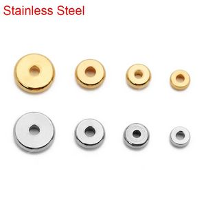 20/50 stuks roestvrij staal platte spacer kralen lot 4 5 6 8mm goud kleur losse groot gat charme kralen voor armband diy sieraden maken mode-sieradenkralen