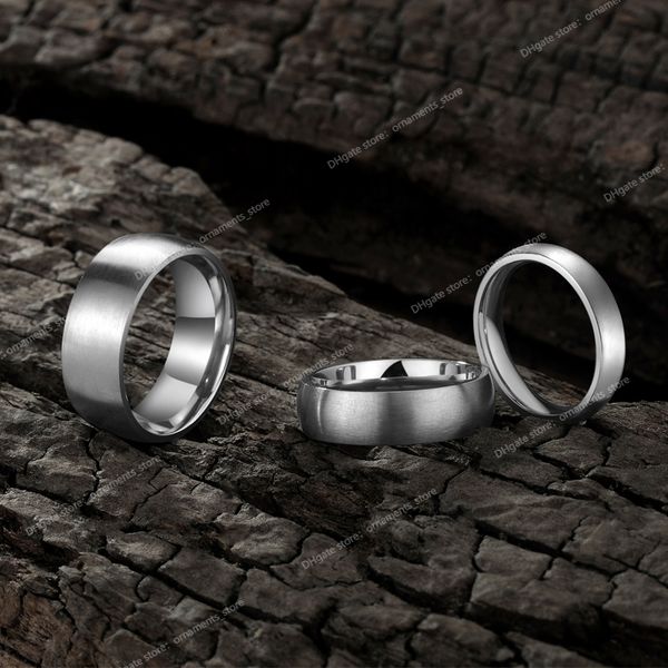 4/6/8mm brossé Simple argent/noir couleur titane anneau hommes minimaliste alliance bagues de fiançailles femmes mâle bijoux mode bijouxRings Titanium