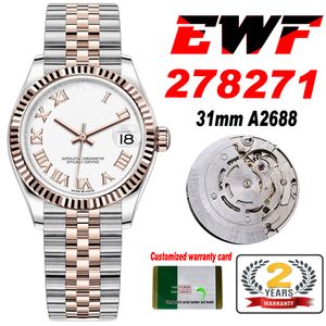 EWF 31 mm 278271 ETA A2688 Montre automatique pour femme bicolore or rose cadran romain blanc bracelet JubileeSteel Super édition femme même série carte Puretime E5