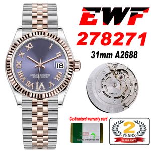 EWF 31MM 278271 ETA A2688 Ladies automáticas Mira dos tonos de oro rosa Aubergina Dial romana Pulsera JubileSeel Super Edition Womens Same Series Puretime G7