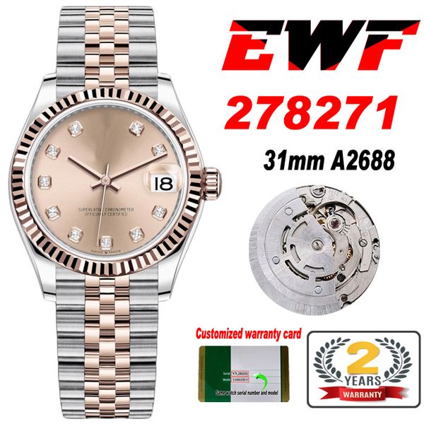 EWF 31 mm 278271 ETA A2688 Montre automatique pour femme deux tons Or rose Champagne Diamants Cadran JubileeSteel Bracelet Super Edition Femme Même série Carte Puretime C3