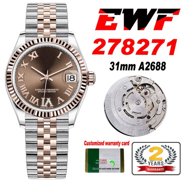 EWF 31 mm 278271 ETA A2688 Montre automatique pour femme bicolore or rose marron VI Cadran romain Bracelet JubileeSteel Super Edition Femme Même série Carte Puretime H8