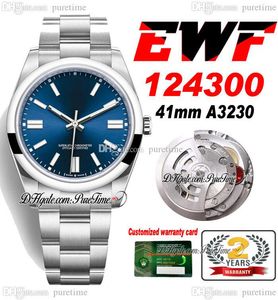 EWF 41 A3230 Automatische heren Kijk Blue Dial Stick Markers 904L OysterSteel Stainless Steel Bracelet Super Edition met dezelfde seriële garantiekaart Puretime F6