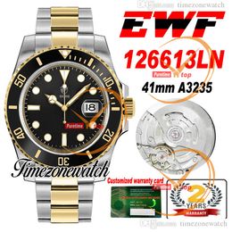 EWF V2 41 mm A3235 automatisch herenhorloge 126613 tweekleurige gouden keramiek bezel zwarte wijzerplaat 904L stalen armband beste versie dezelfde seriële garantiekaart Timezonewatch EWb2