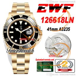 EWF V2 41 mm A3235 automatisch herenhorloge 126618 18K geelgouden keramiek bezel zwarte wijzerplaat 904L stalen armband beste versie dezelfde seriële garantiekaart Timezonewatch B1