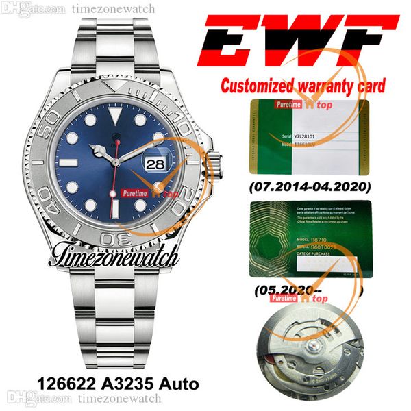 EWF V2 YM 40 mm 126622 A3235 Reloj automático para hombre Esfera azul Caja de acero 904L Pulsera Mejor versión Relojes nuevos Misma tarjeta de garantía en serie Timezonewatch EWC01