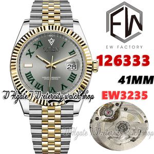 EWF V3 ew126333 Cal.3235 EW3235 Montre automatique pour homme Lunette cannelée de 41 mm Cadran gris romain Bracelet en acier 904L bicolore avec la même carte de garantie de série Montres éternité