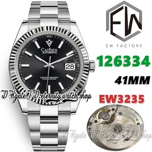 EWF V3 EW126334 Cal.3235 EW3235 Automatische heren Watch 41 Black Dial Stick Markers 904L roestvrijstalen armband met dezelfde seriële garantiekaart super eeuwigheid horloges