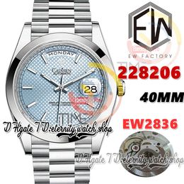 EWF V3 ew228206 A2836 Relógio masculino automático 40MM Gelo Azul Verificação diagonal Marcadores de mostrador 904L Pulseira de aço inoxidável com o mesmo cartão de garantia serial Relógios eternos