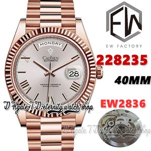 EWF V3 ew228235 ETA2836 ew2836 Montre automatique pour homme 40MM Cadran rose Marqueurs romains Or rose Bracelet en acier inoxydable 904L avec la même carte de garantie série Montres éternité