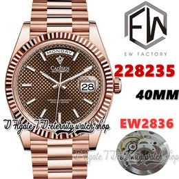 EWF V3 ew228235 ew2836 automatisch herenhorloge 40 mm diagonaal geruite wijzerplaat Stick Markers roségoud 904L roestvrijstalen armband met dezelfde seriële garantiekaart eternity horloges