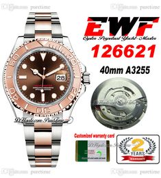 EWF YM 126621 Cal A3235 Reloj automático para hombre 40 mm Esfera color chocolate Caja y pulsera de acero 904L Relojes Super Edition Gratis La misma tarjeta de garantía en serie 4 estilos Puretime C3