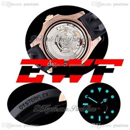 EWF YM 40mm 126655 A3235 Montre automatique pour hommes Lunette en céramique or rose Cadran noir Acier 904L Bracelet en caoutchouc Oysterflex Super Edition338W