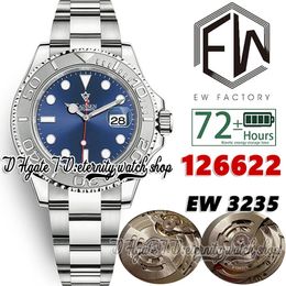 EWF YM ew126622 Montre pour homme TH: 11,5 mm 3235 EW3235 Automatique 40 mm Réserve de marche de 72 heures Cadran bleu Bracelet en acier inoxydable 904L 2022 Super Edition Montres d'éternité