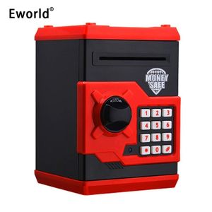 Eworld Hot Nieuwe Piggy Bank Mini ATM Money Box Veiligheid Elektronische Wachtwoord Chewing Coin Cash Borg Machine Gift voor kinderen Kinderen LJ201212