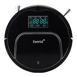 Eworld Vacuumreinigers M883 Touch-Sensitive Auto Recharge Auto-Cleaning Anti-Fall Sensor met Big Mop Vacuum Cleaner Robot Black