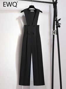 EWQ Style élégant femmes combinaisons été Vintage noir bureau OL dame coupe ajustée sans manches dames vêtements mode tendance 240315