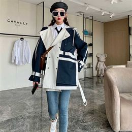 [EWQ] Lange mouwen Jacket Stecking Design Koningin Casual Grote Maat Kleding Herfst Jassen Korea Overjas Bovenkleding Vrouwen 395 211109