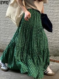 EWQ vintage imprimer Aline Jupe Femmes hautes Taies plissées lâches jupes décontractées 2023 Faldas d'hiver automne 16U5192 240508